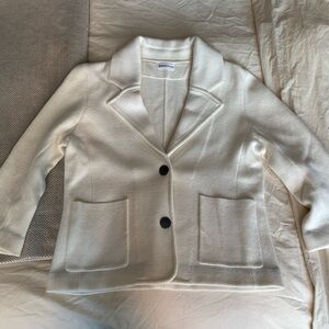 Minnie Rose Cotton-Blend 3/4 Sleeve Knit Blazer